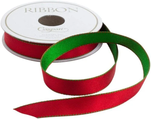 Caspari Green & Red Reversible Satin Ribbon - 27 Foot Spool (R722)