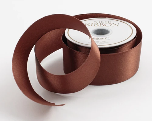 Caspari Solid Coffee Satin Ribbon - 27 Foot Spool (R854)