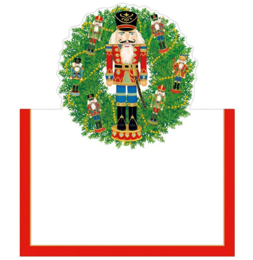 Caspari Die-Cut Foil Place Cards, Nutcracker Wreath (95923P)