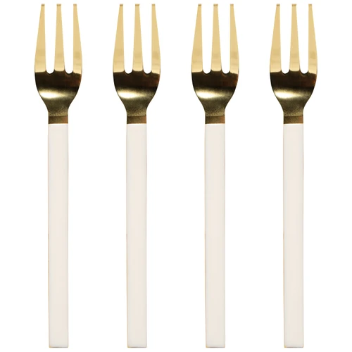 Now Designs by Danica Dessert Forks Set of 4 - Ivory-Gold (HSV3921D)
