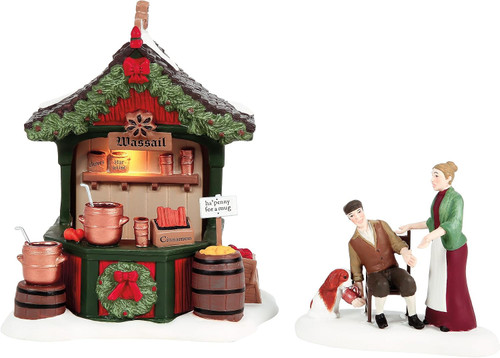Department 56 Dickens Village, Wassail Market Booth and Vendors Set (6018316)