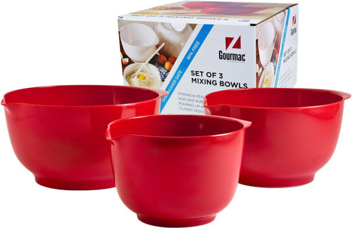 Gourmac Mixing Bowls, 3-Piece Set, Red (3234RD)