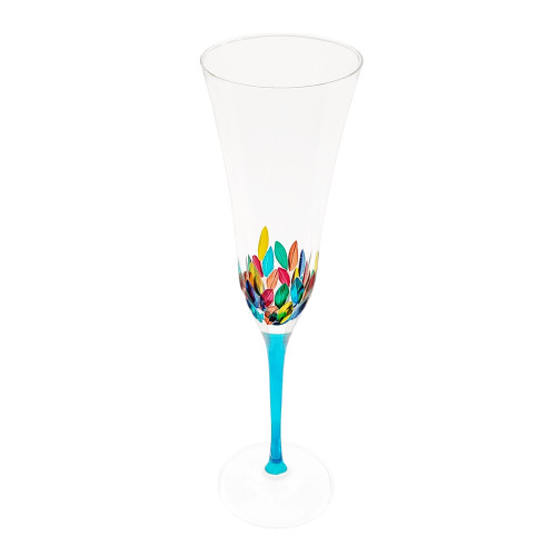 Gage Tree of Life Champagne Flute, Light Blue Stem