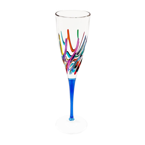 Gage Trix Champagne Flute, Cobalt Stem (VA122)
