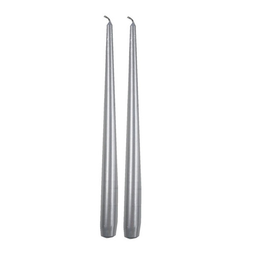 Biedermann & Sons 12" Taper Dinner Candles Pair, Silver