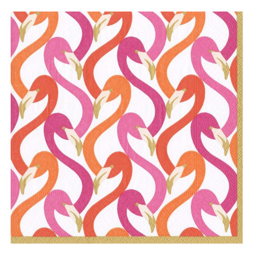 Caspari Paper Beverage Napkins, Flamingo Flock Fuchsia - 2 Packs (14540C)