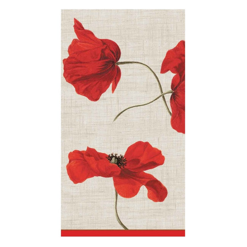Caspari Paper Guest Towel Napkins, Dancing Poppies - 2 Packs (10340G)