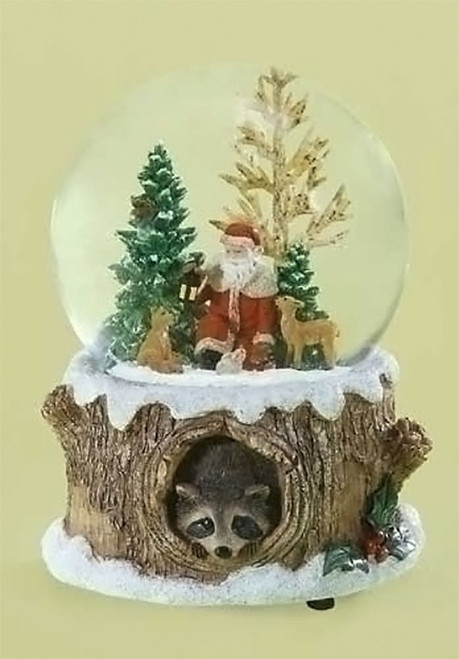 Roman Inc.  5.75" Santa with Animals Musical Glitter Dome