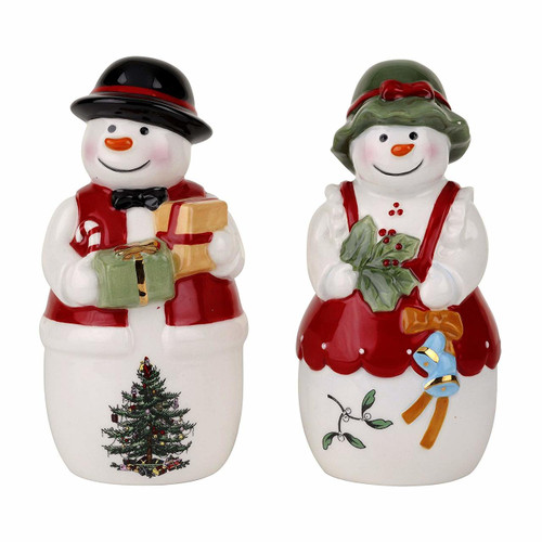 Portmeirion Spode Mr. & Mrs. Snowman Salt & Pepper Set, Christmas Tree