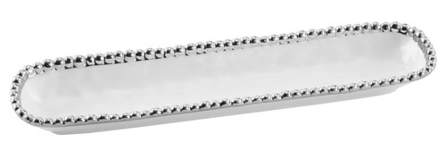 Pampa Bay Salerno Porcelain Cracker Tray, White & Silver (CER-1150-W)