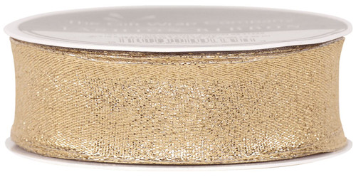The Gift Wrap Company Wired Edge Metallic Glitter Ribbon, Gold