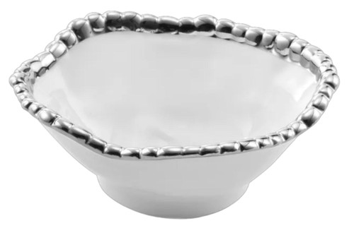 Pampa Bay Salerno Porcelain Snack Bowl, White/Silver (CER-1137-W)