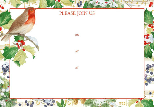 Caspari Fill-In Invitations, Winter Song, Pack of 8 (85921E40)