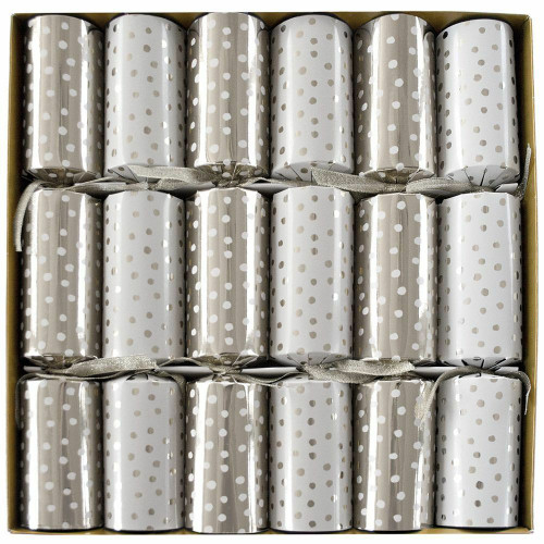 Caspari Celebration Crackers, Small Dots Silver, Box of 6 (CK028.12)