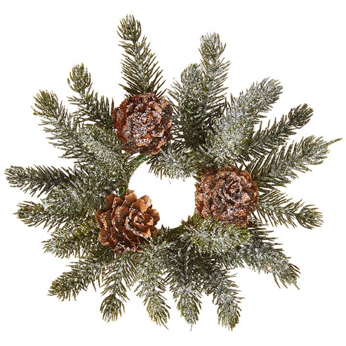 Raz Imports 4.5" Iced Pine Candle Ring (3860856)