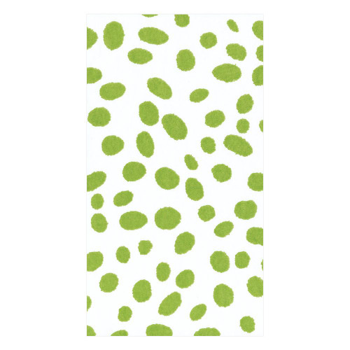 Caspari Paper Linen Guest Towel Napkins, Green Spots - 2 Pack (14591GG)