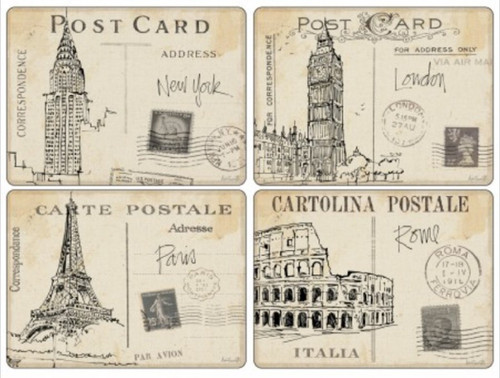 Pimpernel Placemats, Postcard Sketches - Set of 4