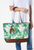 Ganz Paradise Canvas Beach Tote, Whiskey/Green