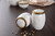 Pampa Bay Golden Salerno Salt & Pepper Shakers, White/Gold (CER-2616-WG)