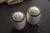 Pampa Bay Golden Salerno Salt & Pepper Shakers, White/Gold (CER-2616-WG)