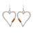 Rain Dangle Earrings, Wire Wrapped Open Heart - Silver (E3489S)