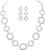 Rain Necklace & Earrings Set, Squares & Circles - Silver (N2342S)