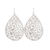 Rain Dangle Earrings, Wide Wavy Leaf - Silver (E2359S)