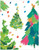 Caspari Gift Enclosure Cards, Brushstroke Trees (9705ENC)