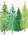 Caspari Square Paper Dinner Plates, Christmas Trees with Lights - 2 Packs (16150DP)