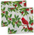 Caspari Paper Beverage Napkins, Holly And Songbirds - 2 Packs (17550C)