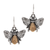Rain Dangle Earrings, 3D Bee - Two Tone (E2910TT)