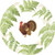 Caspari Round Paper Salad/Dessert Plates, Turkey Among Ferns - 2 Packs (18770SP)