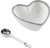 Pampa Bay Get Gifty Heart Shaped Serving Bowl with Serving Spoon, White/Silver (SET-2019)