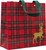 Caspari Medium Square Gift Bag, Royal Plaid Reindeer (10145B13)