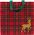 Caspari Medium Square Gift Bag, Royal Plaid Reindeer (10145B13)
