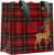 Caspari Small Square Gift Bag, Royal Plaid Reindeer (10145B1.5)