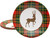 Caspari Round Paper Salad/Dessert Plates, Reindeer Tartan Red - 2 Packs (18630SP)