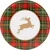 Caspari Round Paper Dinner Plates, Reindeer Tartan Red - 2 Packs (18630DP)