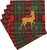 Caspari Paper Beverage Napkins, Reindeer Tartan Red - 2 Packs (18630C)