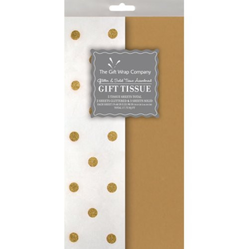The Gift Wrap Company Glitter & Solid Gift Tissue Assortment, Gold