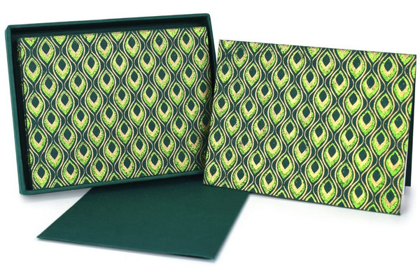 The Gift Wrap Company Boxed Note Cards, Mini Feather Green