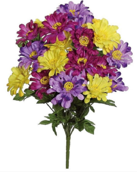Select Artificials Zinnia Bush X14, 24"; Purple Mixed (M3413-PUMIX)