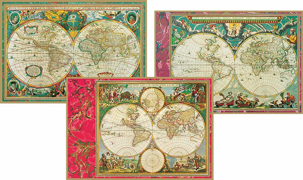 Caspari Boxed Note Cards, World Maps - Box of 8 (62603.46)