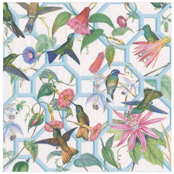 Caspari Paper Dinner Napkins, Hummingbird Trellis - 2 Packs (15110D)