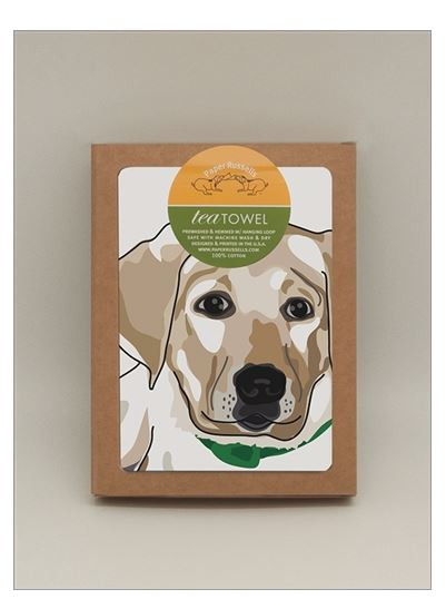 Paper Russells Tea Towel - Yellow Labrador Puppy