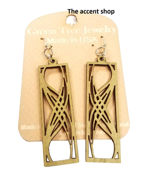 Green Tree Jewelry Earrings - Green Apple Rectangular Elegance