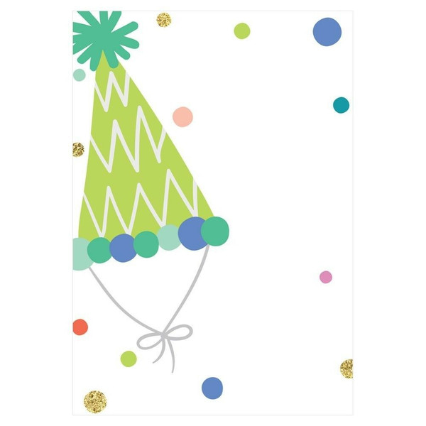 Caspari Blank Invitations, Party Hats, Pack of 8 (88909E42)