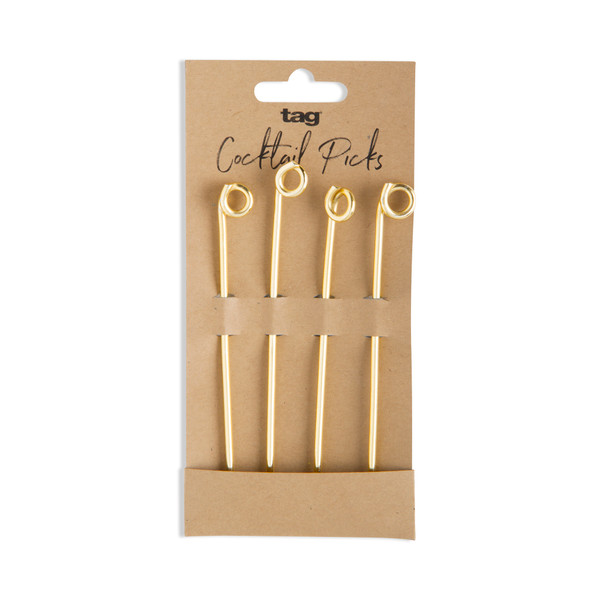 TAG Cocktail Picks, Gold Knot - Set of 4