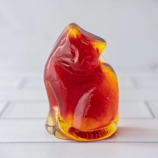 Blenko Cat Paperweight, Tangerine (6402P01801)