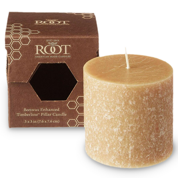 Root Timberline Pillar Candle, 3x3" Unscented Beeswax (33325)
